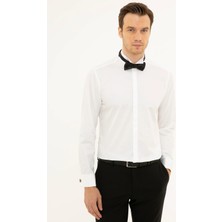 Cacharel White Slim Fit Tuxedo Shirt