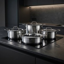 Jumbo Storey 3ply 8-Piece Induction Base Steel Cookware Set - Steel