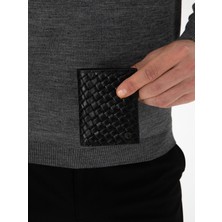 Cacharel Black %100 Leather Card Holder