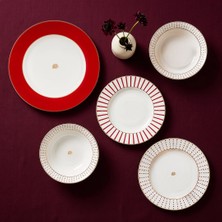 Jumbo Navy 24-Piece 6-Person Dinner Set Red - Red