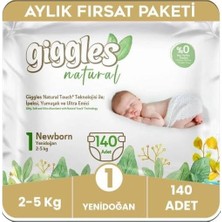 Tr Natural 1 Numara Yenidoğan Pamuklu Bebek Bezi, 2-5 Kg, 140 Adet, Aylık Paket