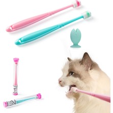 Tr By Emmeliestella Küçük Köpek ve Kedi Diş Fırçası 360 Derece Yumuşak Silikon, Kedi Diş Bakımı, Evcil Hayvan Diş Fırçası, Kullanımı Kolay, Bağımsız Ambalaj, Ekstra Vantuz, Açık Mavi ve Açık Pembe (3