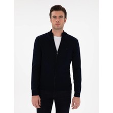 Cacharel Navy Regular Fit Full Zip Knit Cardigan