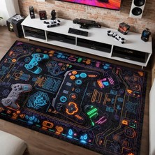 Tr Oyuncu Odası Halısı Kaymaz Pamuk Tabanlı Yıkanabilir Antibakteriyel Gamer Gaming Halısı 140X200