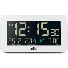 Tr Tarih, Ay ve Sıcaklık Göstergeli Dijital Çalar Saat, Negatif LCD Ekran, Hızlı Set, Crescendo Bip Alarmı, Beyaz Model, BC10W