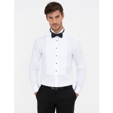 Cacharel White Slim Fit Tuxedo Shirt