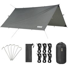 Tr Tarp Gölgelik Tente, Taşınabilir Örtü Branda Çok Işlevli Outdoor Açık Hava Kamp Seyahat Tente Branda Güneşlik Karavan Tente Yan Çadır Gölgelik - 300X300 cm - Gri