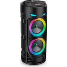Tr Rgb Işıklı Şarjlı Hoparlör, 360° Stereo 2X8W Dahili Hoparlörlü 1800 Mah Bataryalı Bluetooth 5.0 Tws USB Aux Mıc Girişli Uzaktan Kumandalı Ev Ofis Parti Eğlence Için Karaoke Hoparlör Mikrofon Seti