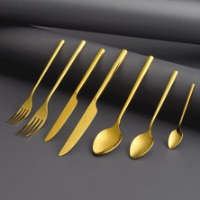 Jumbo 1001 Titanium Gold 12-Person 84-Piece Cutlery Set - Titanium Gold