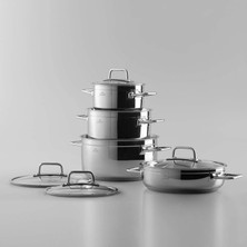 Jumbo Modena 8-Piece Induction Base Steel Cookware Set - Steel