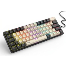 Tr %60 Kompakt Kablolu Rgb Gaming Klavye, 16 Modlu Rgb Renk, Double Shot Tuşlu, 21 Key Rollover Destekli, Taşınabilir Ergonomik Tasarım, Sessiz Tuşlu Mini Kırmızı Switch Oyuncu Klavyesi Kb-05