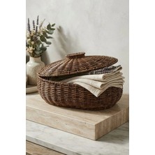 Çelikay Rattan Plastik Kapaklı Örme Oval Hasır Sepet SVR-BJ72426