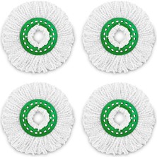 Tr Tornado Spin Paspas Yedekleri - 4 Mikrofiber Kafa Kılıfı Değiştirmesi Kolay Makinede Yıkanabilir Yeşil ve Beyaz 4 Adet