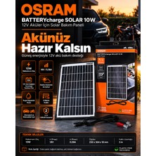 Osram Batterycharge Solar 10W 12V Akü Bakım Şarj Paneli – Otomobil Motosiklet, 2 Yıl Garantili