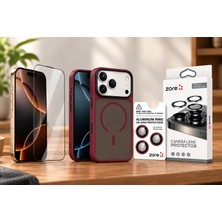 Vendas iPhone 18 Pro Max Uyumlu M-Safe Support Joko Megane Kapak + Ekran Koruyucu + Safir Anti-Reflective Lens Koruyucu