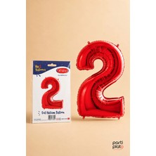 He2 Balloons Kırmızı Folyo Balon 2 Rakamı 16 Inç 40 Cm, 2 Yaş Balonu, Doğum Günü Parti Süsü