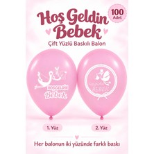 Hbk Balon Hoş Geldin Bebek Balonu Mavi Baby Shower Baskılı Lateks Balon 100 Adet Erkek Bebek Doğum Süsleme Balonu