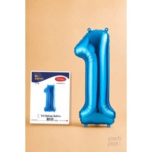 He2 Balloons 1 Rakam Mavi Folyo Balon 16 Inç 40 cm Helyum Uyumlu Bir Yaş Doğum Günü Parti Süsü