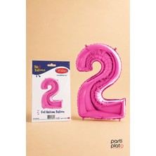 He2 Balloons Pembe Folyo Balon 2 Rakamı 16 Inç 40 Cm, 2 Yaş Balonu, Doğum Günü Parti Süsü