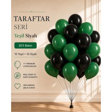 Marlon Balon Taraftar Seri Yeşil Siyah 20’li Balon Maç Günü Doğum Günü Parti Süsleme Balonu