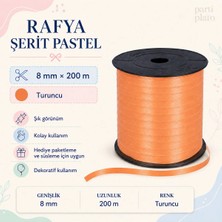 San Pastel Turuncu Rafya Şerit 8 mm x 200 Metre Balon ve Hediye Paketi Süsleme Ipi