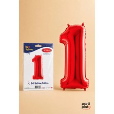 He2 Balloons Kırmızı Folyo Balon 1 Rakamı 16 Inç 40 Cm, 1 Yaş Balonu, Doğum Günü Parti Süsü