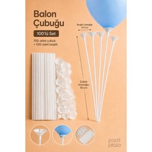 Marlon Balon 100 Adet Plastik Balon Çubuğu Seti, Balon Tutucu Sap ve Çubuk Aparatı, Doğum Günü Düğün Nişan Parti Malzemesi