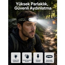 Birsence Yüksek Işıklı Şarjlı ve Sensörlü LED Kafa Lambası Kamp Lambası
