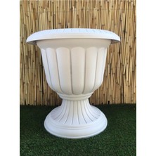 Tr Nergis Saksı 47,6X47,4 cm 25,3 Lt Krem Saksı Ayaklı Saksı Plastik Saksı Çiçek Saksısı Bahçe Saksısı