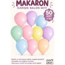 Marlon Balon Makaron Karışık Renk 11 Inç 50 Adet Balon Kemeri Zinciri Doğum Günü Parti Süsleme