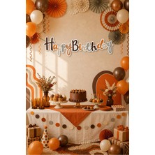 Era Balon Happy Birthday Retro Renkler Kaligrafi Yazılı Doğum Günü Banner Süsü 100 x 20 cm