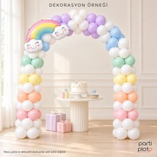 Marlon Balon Bulut Masalı Makaron Gökkuşağı Balon Kemeri Seti 115 Balon + 200 Metre Rafya Parti Doğum Günü Süsleme Seti