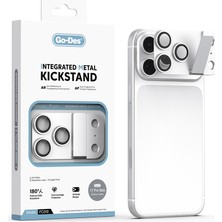 Go-Des iPhone 17 Pro Max Uyumlu Go Des Cl-23 Anti Reflective Standlı Kamera Lens Koruyucu Gümüş