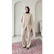 Miraydin Butik Kadın Yandan Bağlamalı Pantolon Takım M2714 - Bej