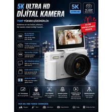 Store 5k 75MP Hd Dijital Kamera 18X Dijital Zoom, Flaşlı,3.0 Inç Ekranlı Fotoğraf Makinesi