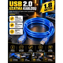 USB 2.0 Uzatma Kablosu 1.8 Metre USB Dişi Erkek Uzatıcı Yüksek Hızlı Veri Transferi