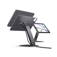 Store iPad Air 11" 2026-2025-2024/10.9” 2022-2020 Magfit Manyetik Kablosuz Şarj Tablet Standı / 360° Dönebilen Ayarlanabilir Alüminyum (Kablo Dahil Değildir) Gray - AMP09837