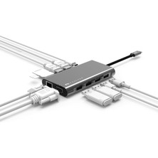 Store 11-In-1 Usb-C Hub ve Çoklayıcı | Hdmı, Vga, Ethernet ve 100W Pd | MacBook ve Usb-C Laptoplar Için Profesyonel Hub Gri