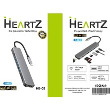 Store Hb-02 7in1 HDMI USB C Type C Hafıza Kartı Micro Kart Okuyucu Hub 4K A Kalite Metal