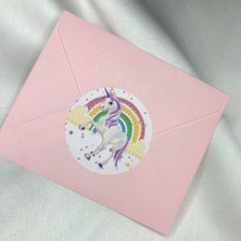 Store Casalinghi Unicorn Sticker 40 Adet 4 cm – Gökkuşağı Temalı Yuvarlak Mat Çıkartma, Çocuk Doğum Günü Partisi ve Hediye Paketi Etiketi(Unicorn)