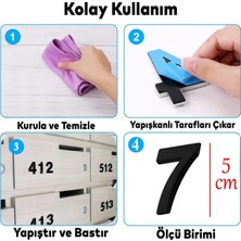 Store Yapışkanlı Kapı Numarası Küçük Boy 50 mm 5 cm Numara 7 Rakam Yedi Sayı Siyah Renk Numaralar 1 Adet