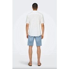 Only & Sons Only&sons Onscaıden Lıfe Ss Sol Res Lınenblendnoos Beyaz Erkek Gömlek 22025116