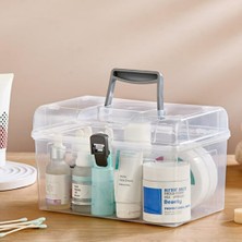 Store Ayarlanabilir Plastik Bölmeli Çok Amaçlı Taşınabilir Şeffaf Organizer Kutusu Makyaj Hobi Saklama Kutusu Ofis Masa Için Araç-Gereç Kabı (Şeffaf, Orta)