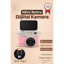 Store Torima Mini Dijital Kamera 2k Flip Ekranlı Selfie Video Vlog Kamerası CMR49 Pembe