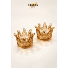 YNSK ChaCha Home 2'li Bal Renk Cam Taç Tealight Mumluk Dekoratif Mumluk Seti
