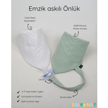 Lawon Tekstil 2'li %100 Pamuk 8 Katlı Müslin Emzik Askılıklı Kız Erkek Bebek Salya ve Mama Önlüğü *mavi*ekru