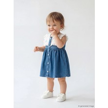 Lc Waikiki Yeni Sezon Mavi Bebe Yaka Nakışlı Kız Bebek Jean Elbise