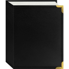 Store Foto Albüm 100-POCKET Siyah Dikişli Suni Deri Cover Pirinç Köşe Akzente Fotoğraf Albümü, 4/6