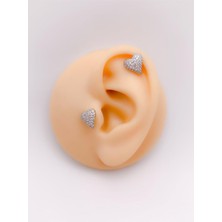 Store Full Taş Kaplı Bombeli Kalp Figürlü Kıkırdak Helix Tragus PIERCING(1ADET)