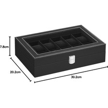 Store 12 Saat Için Yeni Watch Box Watch Case Siyah Cam JWB12B